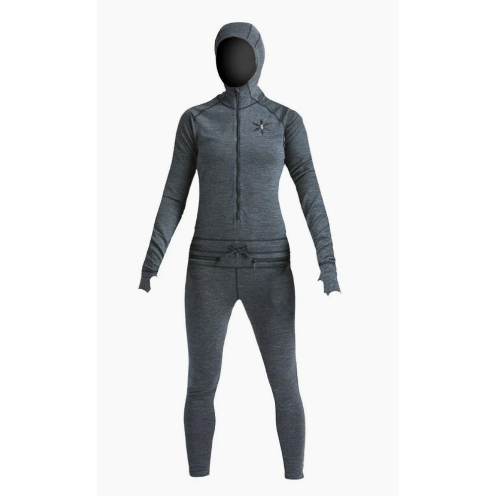 NWOT Airblaster Merino Ninja Suit Women's size M Bodysuit‎ Heather Black Gray d